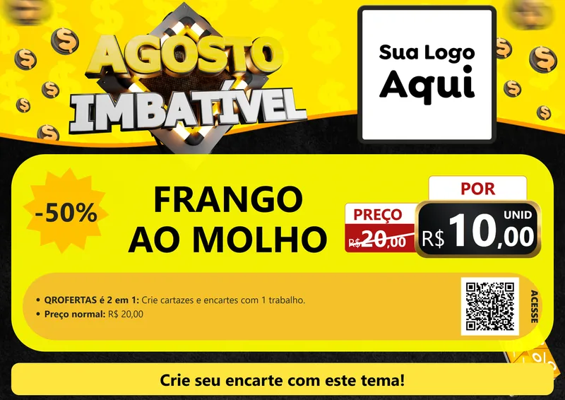 Modelo de Cartaz para Cartaz A4 Horizontal com o tema Agosto Imbatível para Restaurante