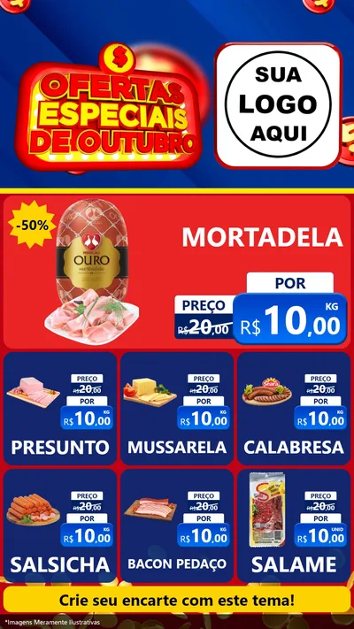 Modelo de Rede Social para Stories com o tema Ofertas Especiais de Outubro para Frios e Laticínios