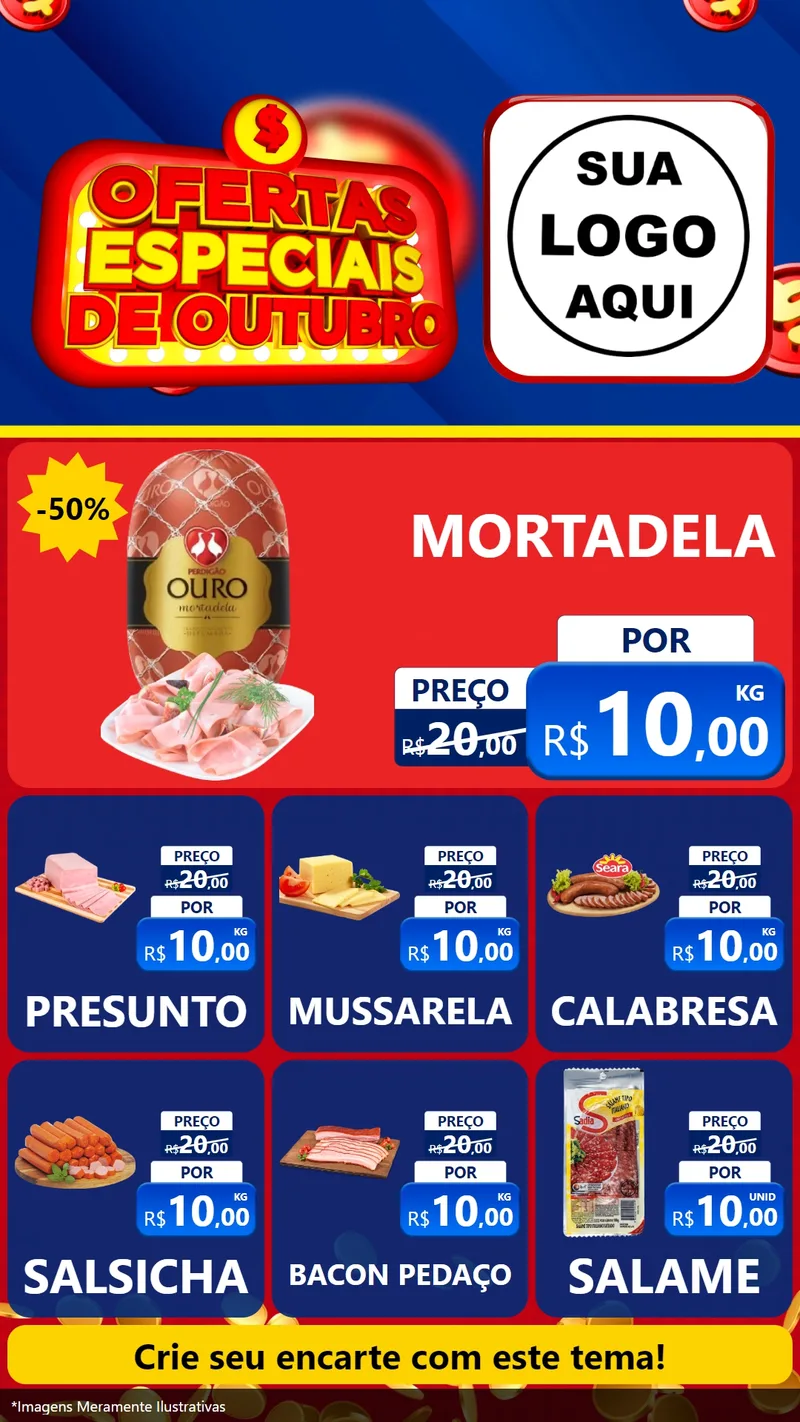 Modelo de Rede Social para Stories com o tema Ofertas Especiais de Outubro para Frios e Laticínios