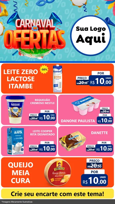 Modelo de TV para TV Vertical com o tema Carnaval de Ofertas para Frios e Laticínios