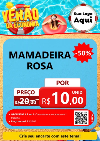 Modelo de Cartaz para Cartaz A4 Vertical com o tema Verão da Economia para Bebês