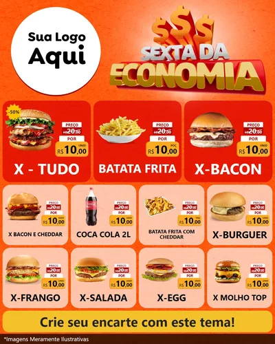 Modelo de Rede Social para Feed Instagram com o tema Sexta da Economia para Hamburgueria