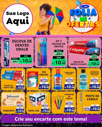 Modelo de Rede Social para Feed Instagram com o tema Folia de Ofertas para Higiene Pessoal