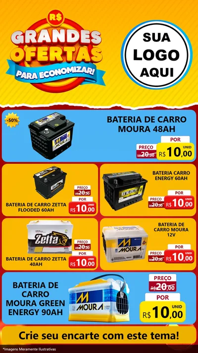 Modelo de TV para TV Vertical com o tema Grandes Ofertas Para Economizar! para Baterias Elétricas