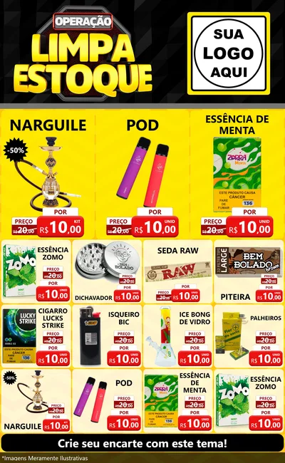 Modelo de Encarte para Encarte Grande com o tema Operação Limpa Estoque para Tabacaria