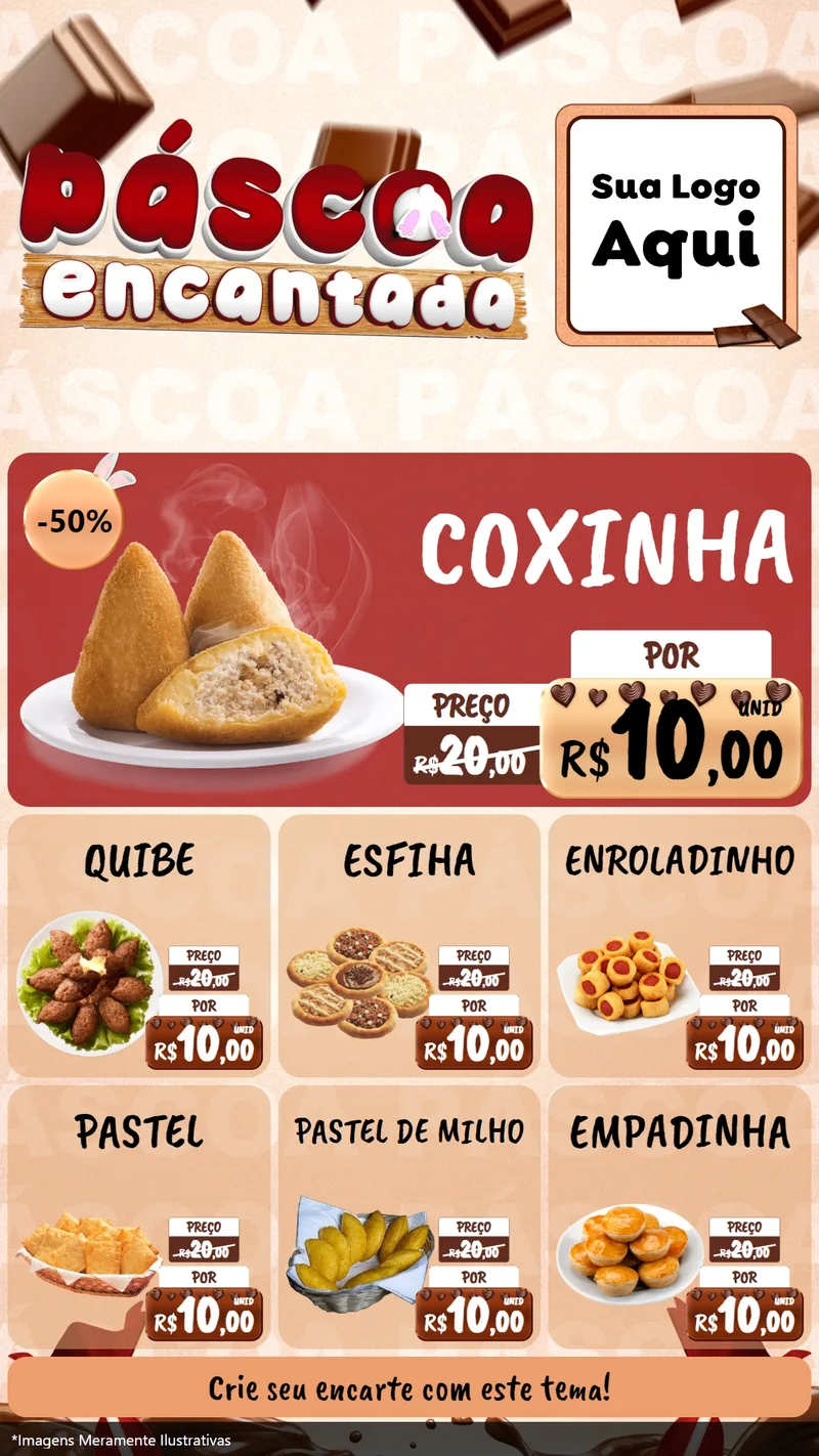 Modelo de Rede Social para Stories com o tema Páscoa Encantada para Salgadaria