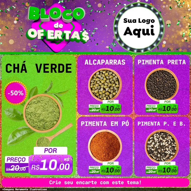 Modelo de Rede Social para Feed Facebook com o tema Bloco de Ofertas para Produtos Naturais