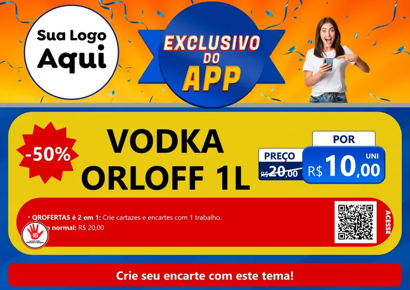 Modelo de Cartaz para Cartaz A4 Horizontal com o tema Exclusivo do Aplicativo para Distribuidora de bebidas