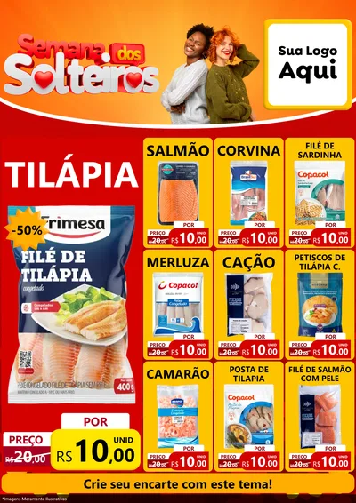 Modelo de Encarte para Encarte A4 Vertical com o tema Semana dos Solteiros para Peixaria