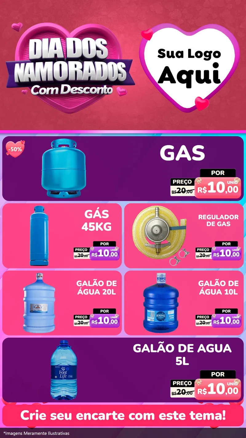 Modelo de TV para TV Vertical com o tema Dia Dos Namorados Com Desconto para Água e gás