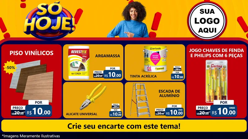 Modelo de TV para TV Horizontal com o tema Só Hoje! para Material para Construção
