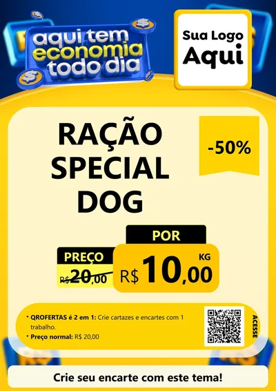 Modelo de Cartaz para Cartaz A4 Vertical com o tema Aqui Tem Economia Todo Dia para Pet Shop
