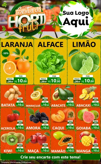 Modelo de Encarte para Encarte Grande com o tema Sexta do Hortifruti para Hortifrúti