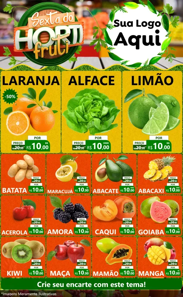 Modelo de Encarte para Encarte Grande com o tema Sexta do Hortifruti para Hortifrúti