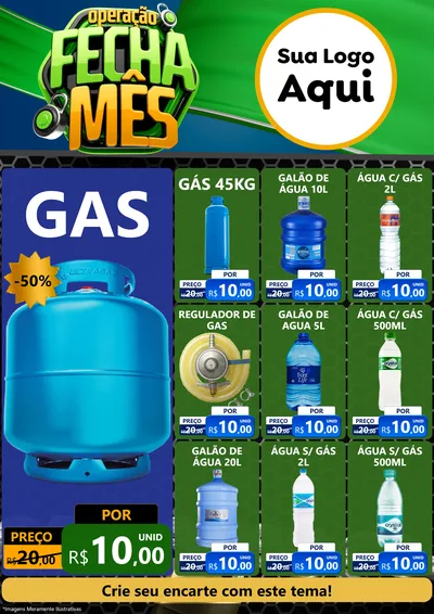 Modelo de Encarte para Encarte A4 Vertical com o tema Operação Fecha Mês para Água e gás