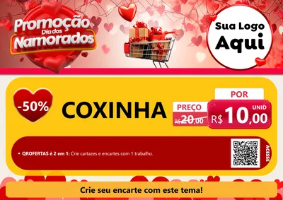 Modelo de Cartaz para Cartaz A4 Horizontal com o tema Promoção Dia dos Namorados para Salgadaria