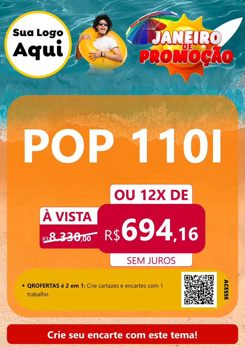 Modelo de Cartaz para Cartaz A4 Vertical com o tema Janeiro de Promoção para Concessionaria de Motos