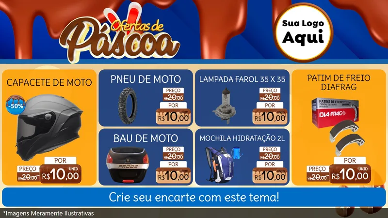 Modelo de TV para TV Horizontal com o tema Ofertas de Páscoa para Moto peças