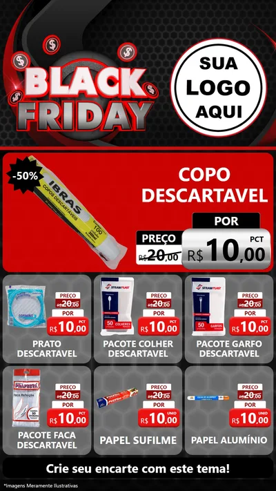 Modelo de Rede Social para Stories com o tema Black Friday para Embalagens
