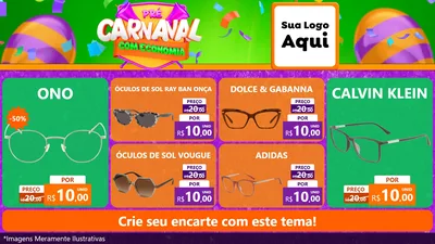 Modelo de TV para TV Horizontal com o tema Pré-Carnaval Com Economia para Óticas
