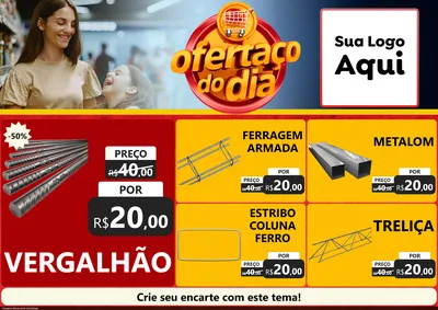 Modelo de Encarte para Encarte A4 Horizontal com o tema Ofertaço Do Dia para Ferragens