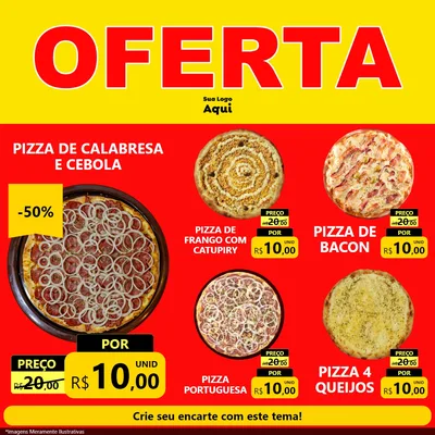 Modelo de Rede Social para Feed Facebook com o tema OFERTA - Vermelho Cartaz para Pizzaria