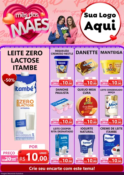 Modelo de Encarte para Encarte A4 Vertical com o tema Mês Das Mães para Frios e Laticínios