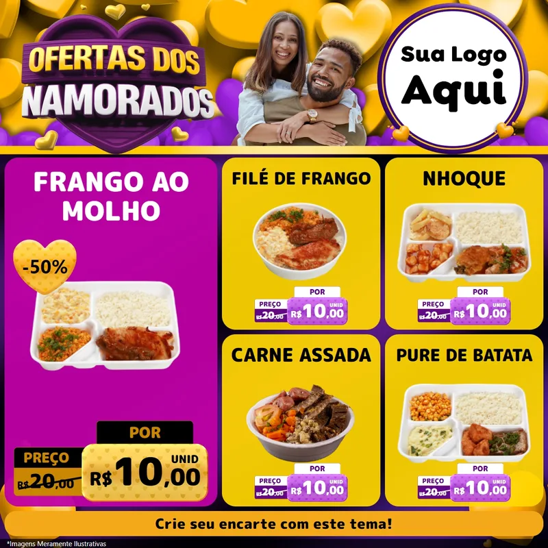 Modelo de Rede Social para Feed Facebook com o tema Oferta Dos Namorados para Restaurante