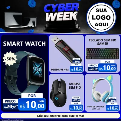 Modelo de Rede Social para Feed Facebook com o tema Cyber Week para Informática