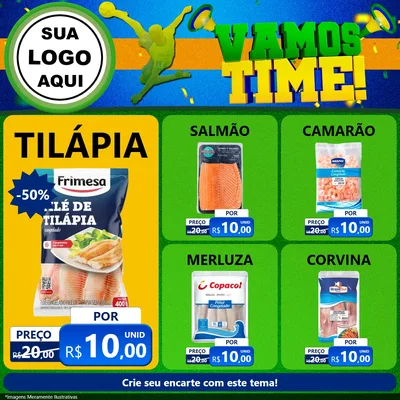 Modelo de Rede Social para Feed Facebook com o tema Vamos Time! para Peixaria
