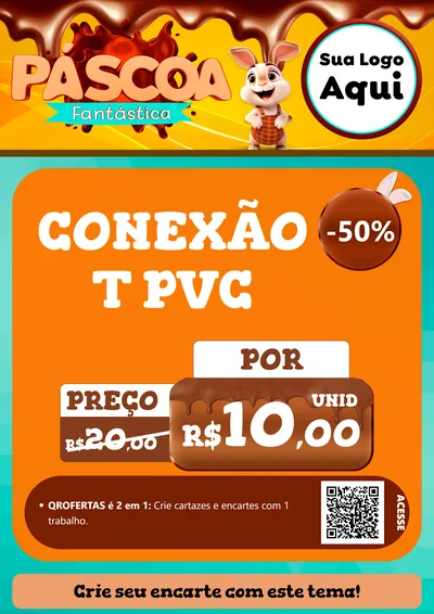 Modelo de Cartaz para Cartaz A4 Vertical com o tema Páscoa Fantástica para Tubos e conexões