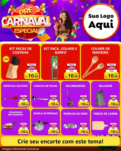 Modelo de Rede Social para Feed Instagram com o tema Pré-Carnaval Especial para Utilidades Domésticas