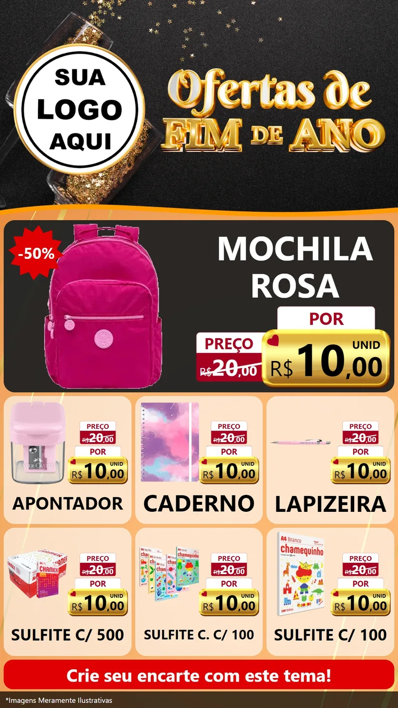 Modelo de Rede Social para Stories com o tema Ofertas de Fim de Ano para Papelaria