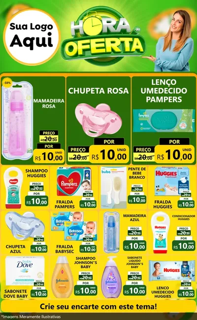Modelo de Encarte para Encarte Grande com o tema Hora da Oferta para Bebês