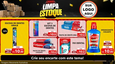 Modelo de TV para TV Horizontal com o tema Operação Limpa Estoque para Higiene Pessoal