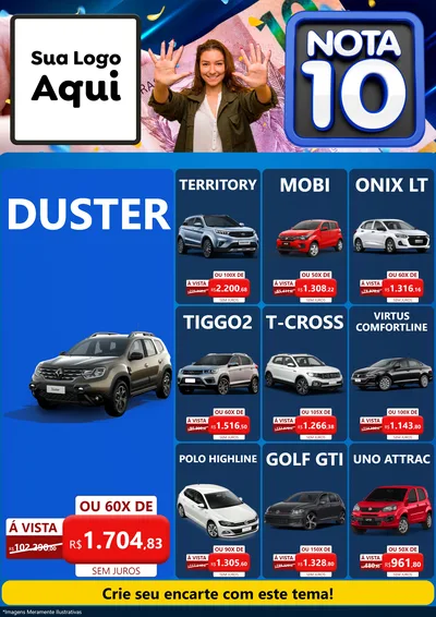 Modelo de Encarte para Encarte A4 Vertical com o tema Nota 10 para Concessionaria de Carros