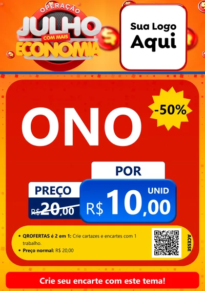 Modelo de Cartaz para Cartaz A4 Vertical com o tema Operação Julho Com Mais Economia para Óticas