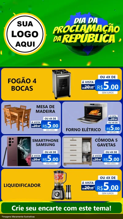 Modelo de TV para TV Vertical com o tema Dia Da Proclamação Da República para Móveis e Eletro