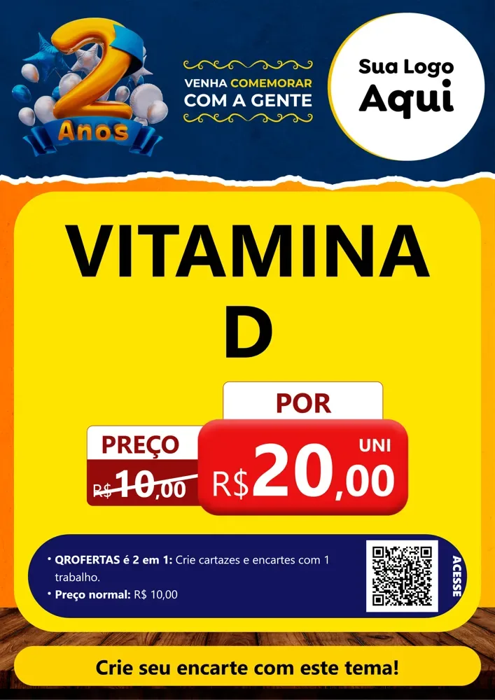 Modelo de Cartaz para Cartaz A4 Vertical com o tema Aniversário de 2 anos para Farmácia