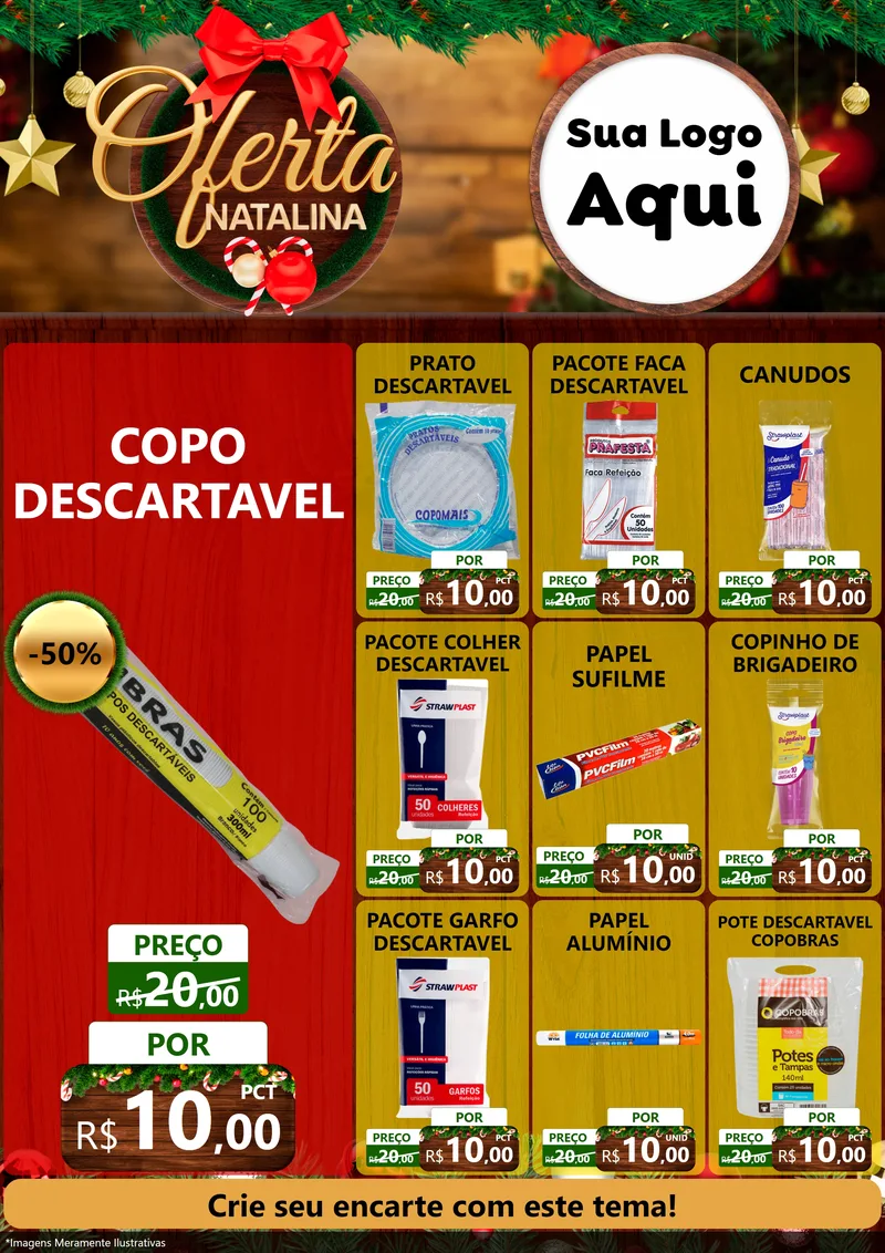 Modelo de Encarte para Encarte A4 Vertical com o tema Ofertas Natalina para Embalagens