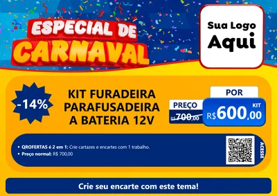 Modelo de Cartaz para Cartaz A4 Horizontal com o tema Especial de Carnaval para Maquinas e Ferramentas