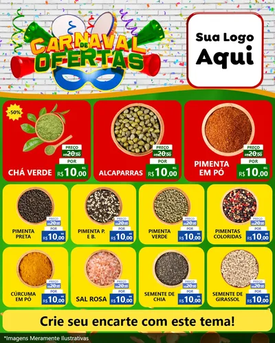 Modelo de Rede Social para Feed Instagram com o tema Carnaval de Ofertas para Produtos Naturais