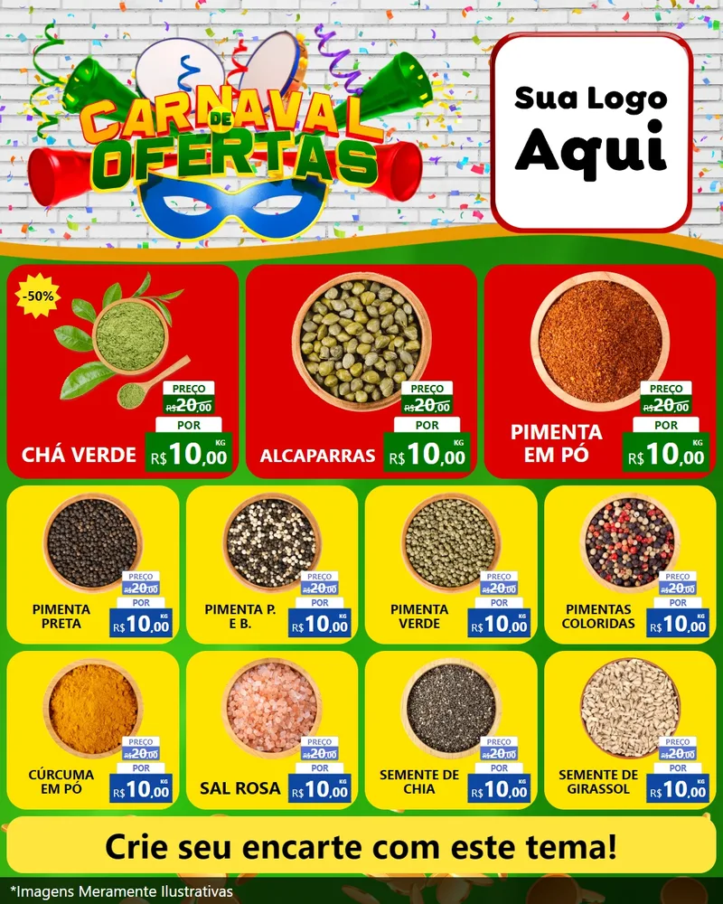 Modelo de Rede Social para Feed Instagram com o tema Carnaval de Ofertas para Produtos Naturais