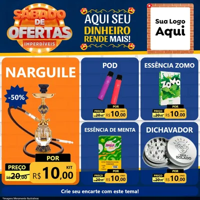 Modelo de Rede Social para Feed Facebook com o tema Sábado de Ofertas Imperdíveis para Tabacaria