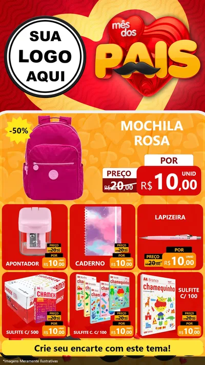 Modelo de Rede Social para Stories com o tema Mês Dos Pais para Papelaria