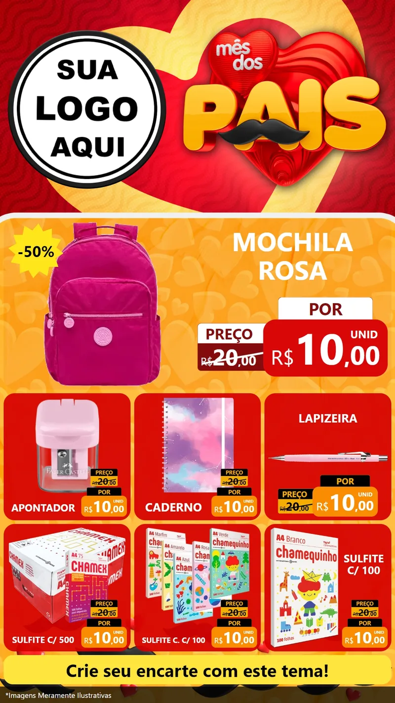 Modelo de Rede Social para Stories com o tema Mês Dos Pais para Papelaria