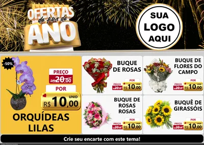 Modelo de Encarte para Encarte A4 Horizontal com o tema Ofertas de Fim de Ano para Floricultura e jardim
