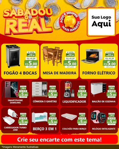 Modelo de Rede Social para Feed Instagram com o tema Sabadou do Real para Móveis e Eletro