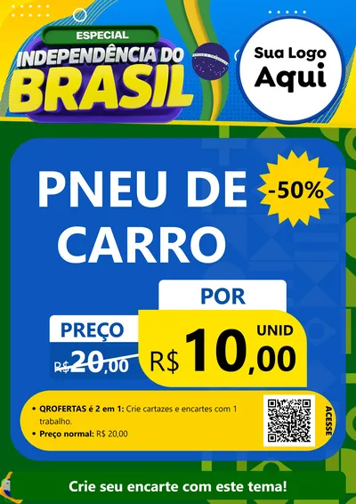 Modelo de Cartaz para Cartaz A4 Vertical com o tema Especial Independência do Brasil para Auto peças