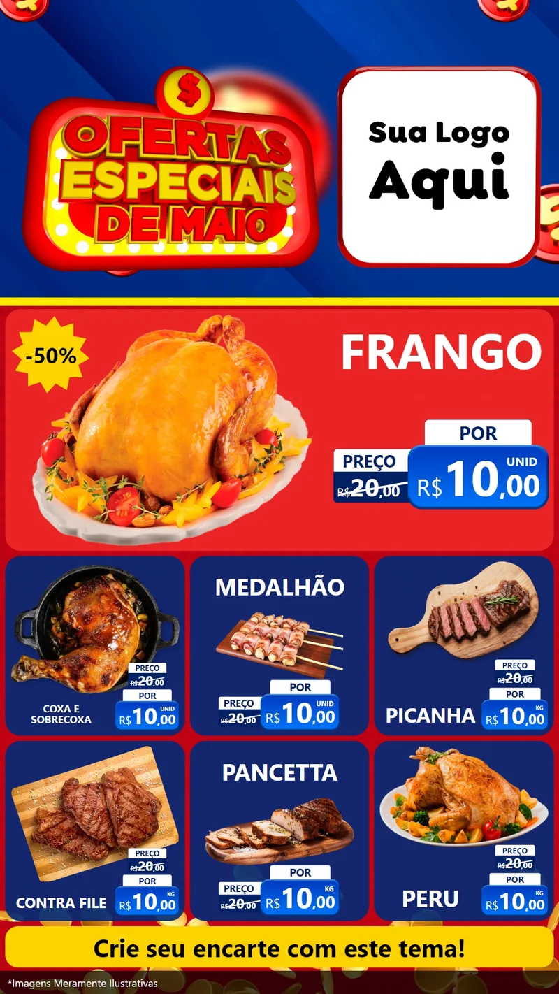 Modelo de Rede Social para Stories com o tema Ofertas Especiais de Maio para Assados